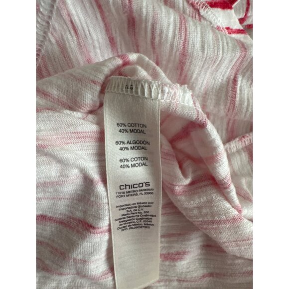 Chicos The Ultimate Tee V-Neck Striped Top Size large L Cotton blend pink - Picture 4 of 4